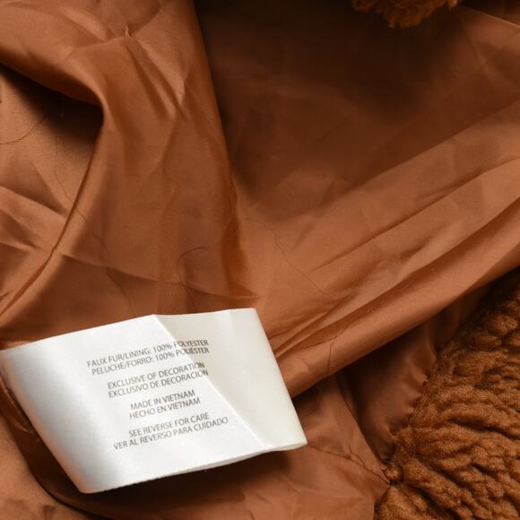 NEW Gap Women Double Breasted Coat Jacket Polyester Orange Size L Sherpa Pockets - Picture 8 of 8